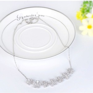 Teemi al por mayor de alta calidad 2015 MOQ bajo rodio de la manera claro plateado CZ Flor Gargantilla Collar para las mujeres - Product Image 4