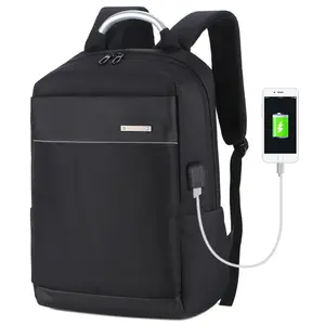 Ransel Komputer Tahan Air Merek Terkenal Gaya Eropa, Ransel Laptop Kapasitas Besar Poliester dengan Pengisian Daya Usb