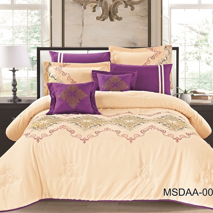 KOSMOS mejor calidad ropa de cama 90 gsm de microfibra de bordado de lujo dubai 9 unids cama edredón conjunto