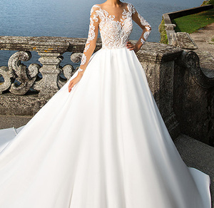 ON3055 Nouvelle <span class=keywords><strong>robe</strong></span> <span class=keywords><strong>de</strong></span> <span class=keywords><strong>mariée</strong></span> en dentelle à manches longues <span class=keywords><strong>Robe</strong></span> <span class=keywords><strong>de</strong></span> <span class=keywords><strong>mariée</strong></span> en satin traîne cathédrale Vintage Vestido <span class=keywords><strong>De</strong></span> Noiva Renda <span class=keywords><strong>Boutique</strong></span> en ligne - Product Image 2