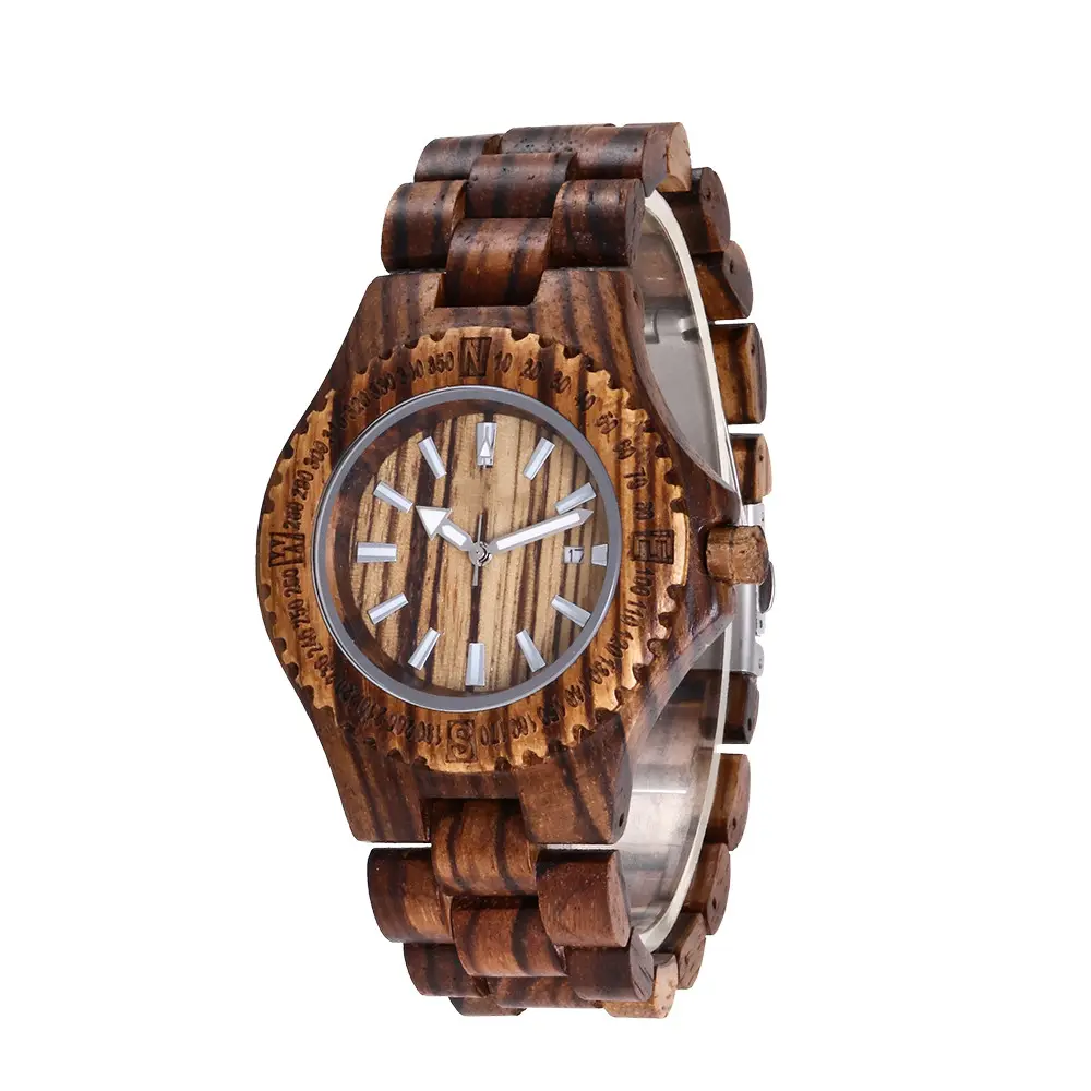 Hot sale Multi-function Men's Quartz Wood watch Zebra wood watches men wrist wood watches