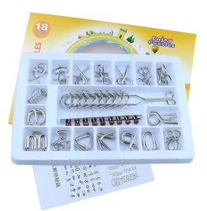 IQ Mainan Pikiran Tes IQ Permainan Mainan Asah Otak Kawat Logam Teka-teki Magic Trick Toy, logam Puzzle (18 Pack)