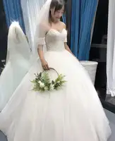 RSM66735 เซ็กซี่ sweetheart สีขาว Bling Bling จริงตัวอย่างชุดแต่งงาน 2019 ชุดเจ้าสาวลูกไม้