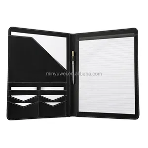 A4 size Black matte office conference PU folder with notepad Office Supplies Organizer Manager Document Pads Briefcase Padfolio