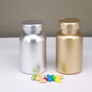 Botol kemasan suplemen kapsul obat kelas makanan hewan peliharaan berlapis warna emas & perak 200ml dengan tutup atas Flip - Product Image 1