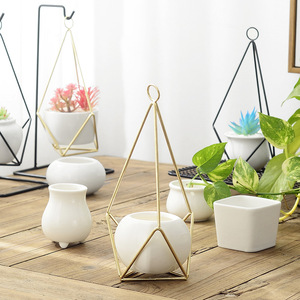 Pots de fleurs en céramique avec pots suspendus en fer, pots suspendus en gros, porte-pots de fleurs suspendus, paniers suspendus de jardin - Product Image 3