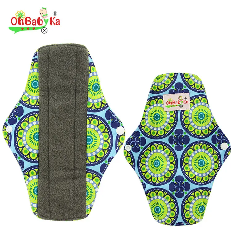 Ohbabyka, almofada sanitária macia para mulheres, forro de calcinha, pano lavável e reutilizável, super absorvente, com asas