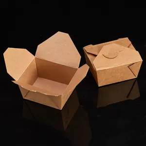 Yüksek kaliteli biyobozunur kraft kağıt yemek kabı sıcak gıda konteyner kağıt yemek kabı