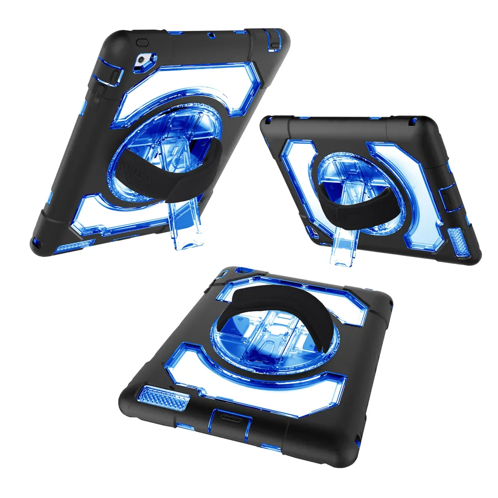360 Degree Rotation Kickstand Case with hand strap furnction for iPad 2/3/4