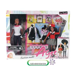 शीर्ष बिक्री 12.5 inch के साथ अफ्रीकी अमेरिकी गुड़िया लड़की फैशन कपड़े