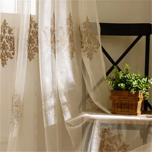 Sequence net floral embroidered cotton fabrics for curtain