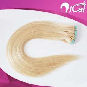100 gramos/40pcs Tape in Pelo Humano Extensiones 18" color rubio 100% Remy Recto Adhesive Cabello Extension - Product Image 2