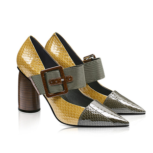Escarpins en cuir de serpent à talons hauts et bouts pointus, pour femmes, chaussure fantaisie à bout pointu, multicolore - Product Image 4