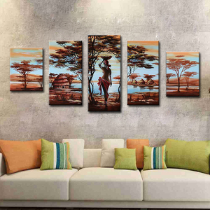 Pintura abstracta de mujer africana <span class=keywords><strong>para</strong></span> decoración del hogar, 5 piezas - Product Image 6