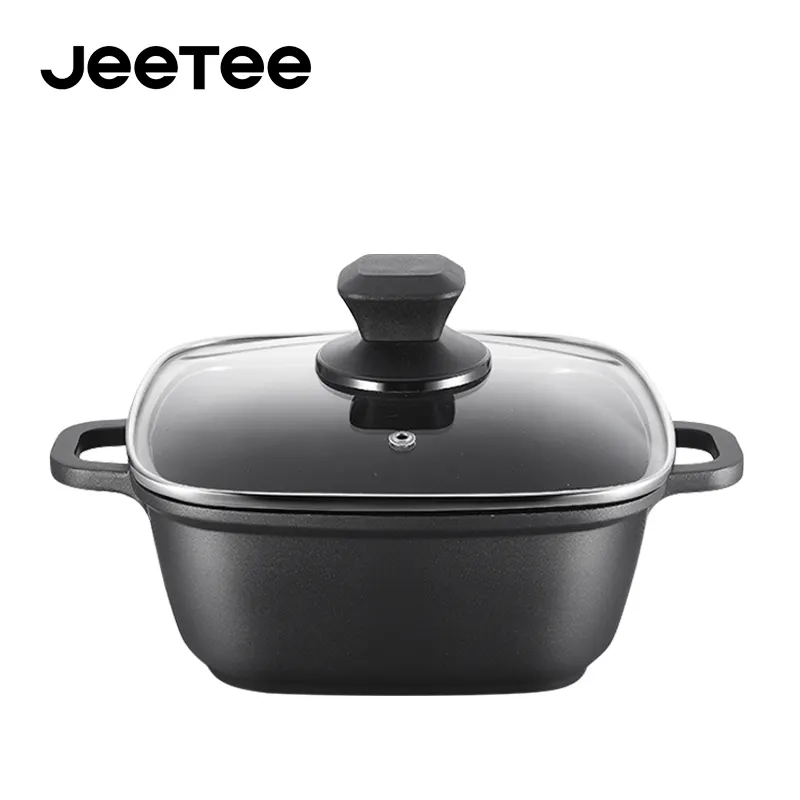 OEM JEETEE หม้อปรุงอาหารทรงสี่เหลี่ยม,หม้อปรุงอาหารทำจากอลูมิเนียมทรงสี่เหลี่ยมสีฟ้าขาว