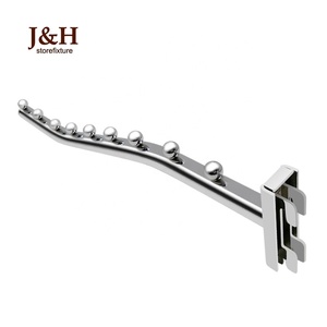 Clothing Store Round Tube Waterfall Metal <strong>Chrome</strong> Slotted Channel Display <strong>Hook</strong> with Beads Balls - Product Image 6