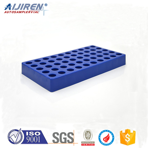 Prix d'usine 100% - Flacon en verre de 4 ml - Support en plastique Aijiren - <span class=keywords><strong>Couleur</strong></span> bleue - 50 positions - Support de flacons de laboratoire - Product Image 6