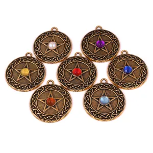 P626 Trade Assurance Vintage Gold Pentagram With Crystal Pendant Nordic Knot Viking Amulet Jewelry Accessories