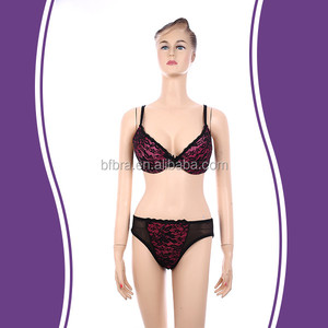 Populaire design élégant <span class=keywords><strong>noir</strong></span> <span class=keywords><strong>rouge</strong></span> broderie dentelle transparente sexy soutien - <span class=keywords><strong>gorge</strong></span> culotte ensemble - Product Image 1