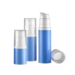Schöne blaue Plastik Airless Flasche mit transparenter Farbe kunden spezifischer Hersteller Airless Flaschen Lieferant