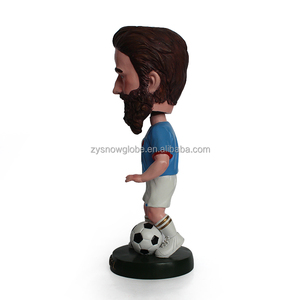 Personalizado Resina Soccer Player Bobble Cabeça Artística Fibra De Vidro Escultura Modelo para Home Decor e Gift Giving