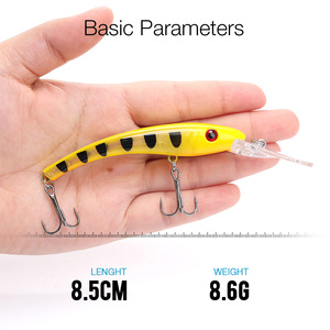Appât dur flottant <span class=keywords><strong>Minnow</strong></span> pour la pêche à la traîne et au brochet, leurre pour attraper des poissons, matériel pour pêcher les truites, 8.5cm, 8.5g, noir - Product Image 2
