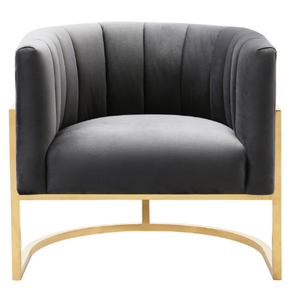 Gold Base <strong>Grey</strong> <strong>Velvet</strong> Dining <strong>Chair</strong> - Product Image 2