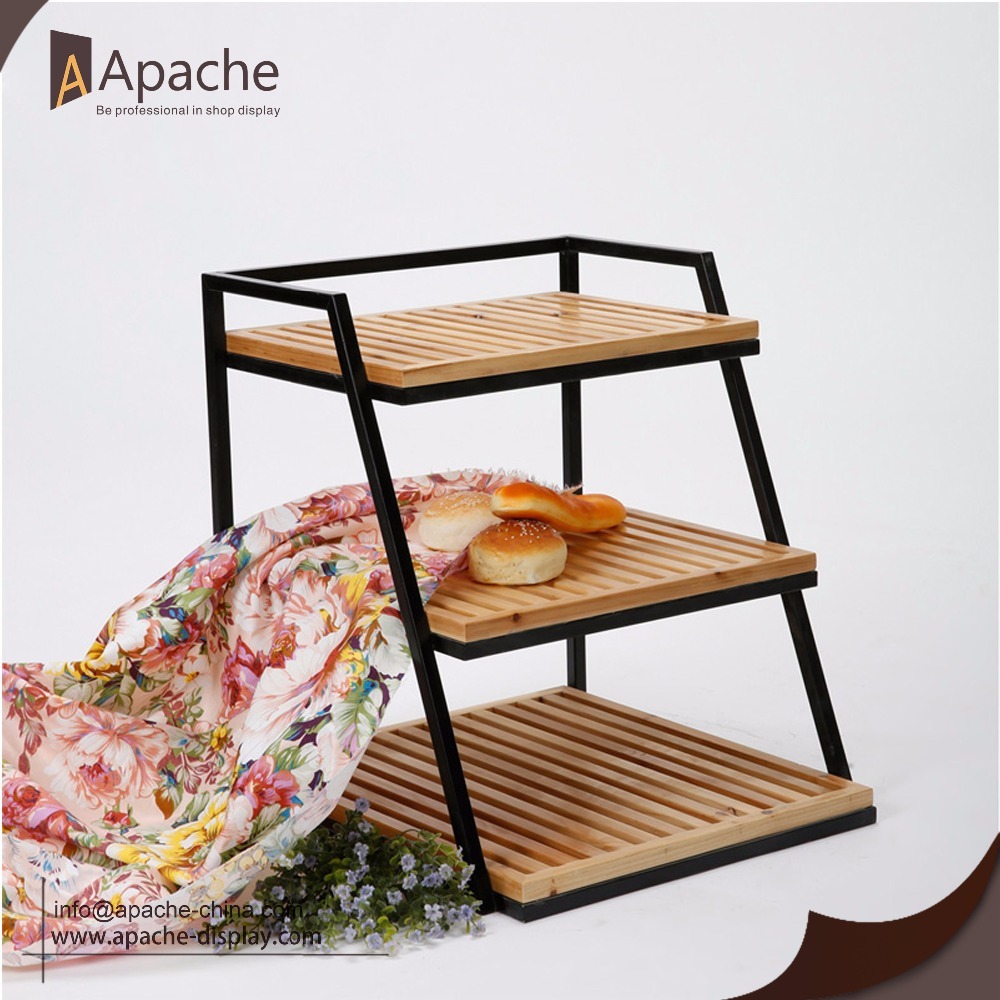Apache Custom 3-Layer Wooden Bakery Display Cabinet Stand a Frame Tiered Tray Rack for Retail Store Wholesale Custom Logo OEMODM — view 6
