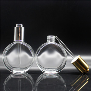 Botella de Vidrio Transparente con Gotero para Aceite Cosmético, Forma de Luna, 60 ml, 2 oz, Forma Redonda Plana, de Lujo, para Aceite Corporal/Perfume - Product Image 6