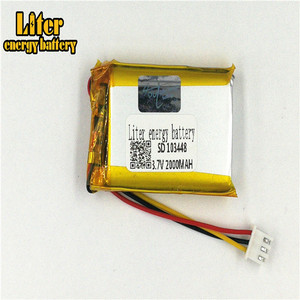 Plug 2,5-3 p lithium battery 103448 2000 mAh rechargeable lithium polymer battery Pl LiPo battery with wires - Product Image 2