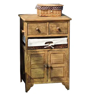 Armoire de rangement de meuble en bois massif style Vintage, mobilier de salon avec tiroirs
