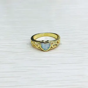Herzförmige opal gold ring, blauer feuer-opal ringe