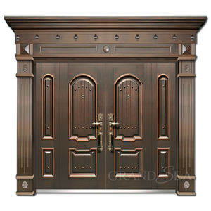 De lujo de aluminio fundido de oro de seguridad exterior villa frente a la doble puerta de acero con marco negro - Product Image 1