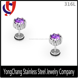 Surtidor de China nuevo estilo acero inoxidable 316l seúl piedra aretes de circonio para las muchachas - Product Image 2