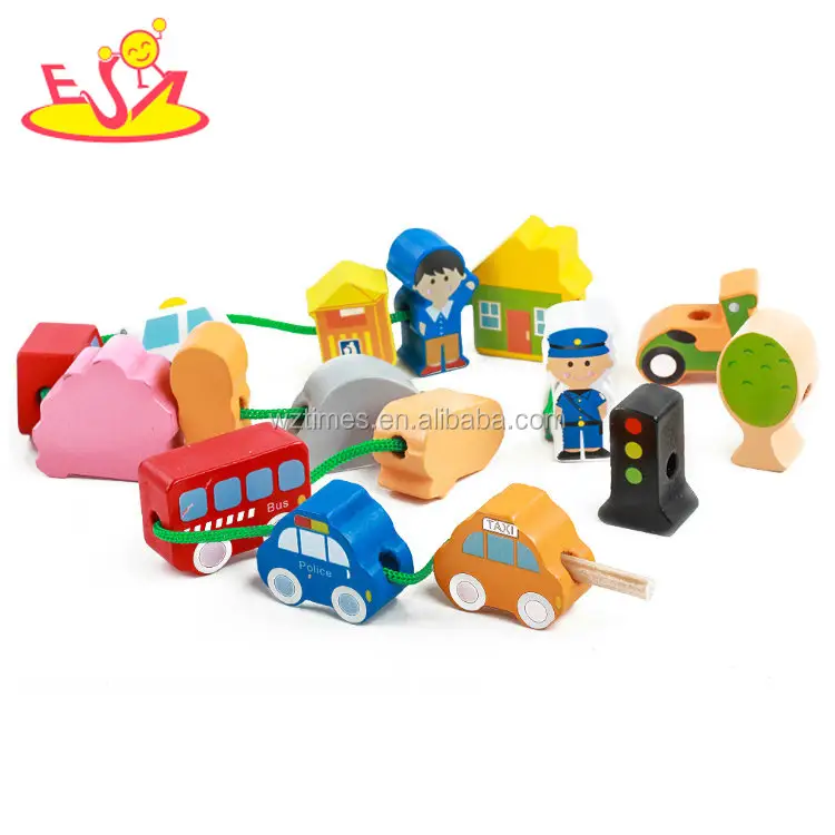2023 Früh kindliche pädagogische Puzzle Holz Drag Spielzeug autos kleine Kinder Holz Nummer Zug W11E077