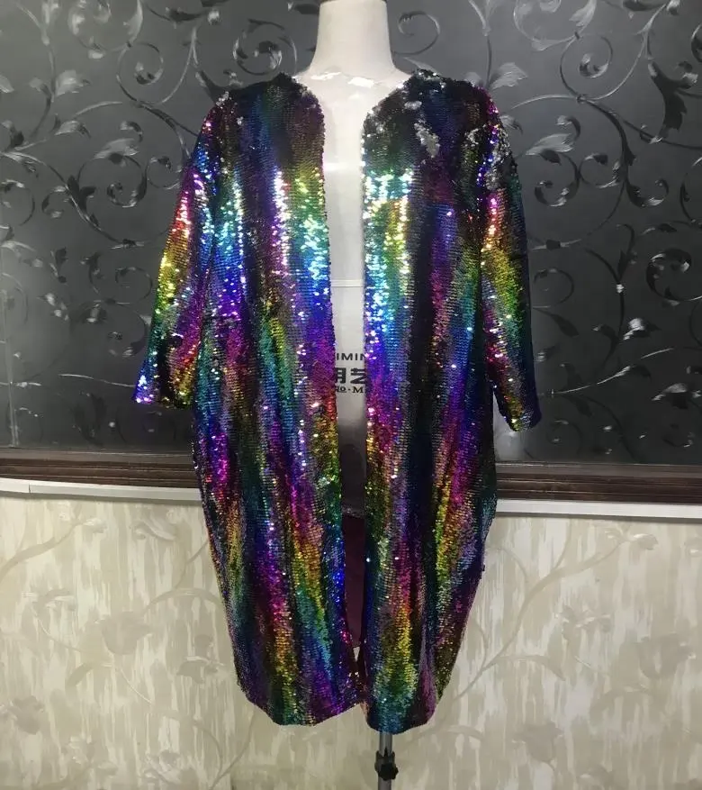 Colorful flap sequin with small MOQ women coat design
