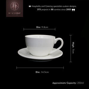Set di Tazze in <span class=keywords><strong>Porcellana</strong></span> Bianca con Logo Personalizzato per Cappuccino, Espresso, <span class=keywords><strong>Caffè</strong></span> Etiope e Tè al Latte - Product Image 5