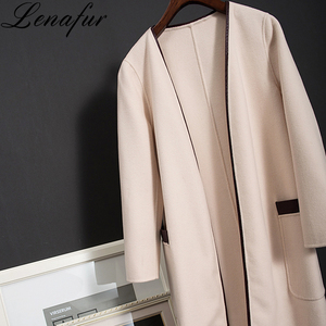 2018 di Nuovo Modo Lungo Double Face 100% Pieno Importato Australiano Agnello Lana di Pecora Cachemire Cappotto di Pelliccia per Le Donne - Product Image 3