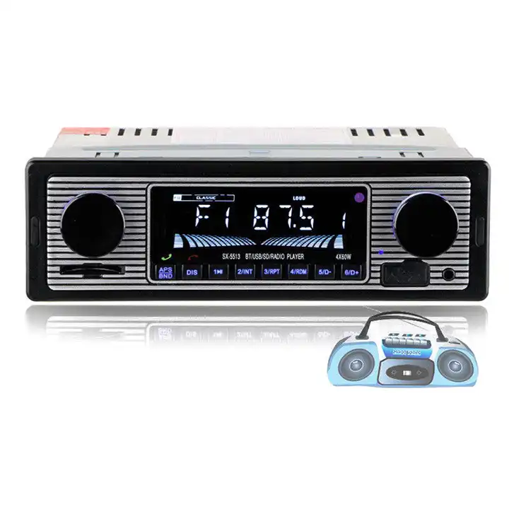 Rétro Autoradio One Din Car Radio Voiture Audio Bluetooth Lecteur