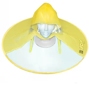Hand free customized logo children UFO umbrella hat raincoat