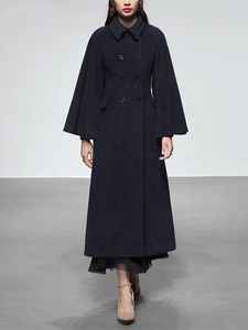 OEM Custom <strong>Long</strong> <strong>Coat</strong> <strong>Women</strong> Fashion Double Breasted Pocket Winter Solid Plain <strong>Woolen</strong> <strong>Coat</strong> - Product Image 3