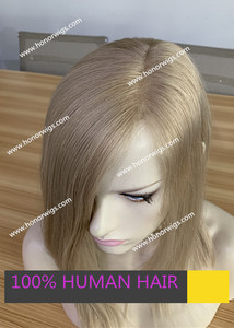 HT703 <span class=keywords><strong>Gris</strong></span> Blonde Couleur #23 Toupet Personnalisé pour <span class=keywords><strong>Femme</strong></span> 6 "x 8" 7 "x 9" Conception de Base Partie Gauche Partie Droite <span class=keywords><strong>Cheveux</strong></span> Raides Soyeux 14 pouces Longueur - Product Image 4