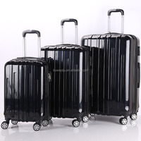 Ensemble de bagages 3 pièces en ABS PC avec serrure TSA suisse, roulettes pivotantes à 4 roues, valise rigide dorée