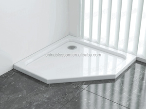 Bak Mandi Batu Buatan Pentagon dari Fiberglass untuk Hotel, Warna Putih, Alas Bak Mandi untuk Kamar Mandi - Product Image 4