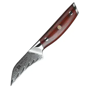 Wholesale best damascus paring knife-3 Inch Rosewood Handle 67 Layers Damascus Steel Carbon Steel Kitchen Fruit Vegetable Paring Knife