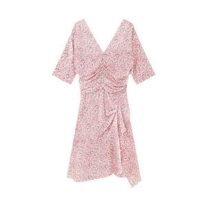 Abito Estivo Autunnale da Donna Floreale a Maniche Corte, Lungo fino al Pavimento, Casual da Sera, con Scollo a V, Vita Naturale, in Chiffon Traspirante, Stile A-Line <span class=keywords><strong>Lolita</strong></span> - Product Image 1