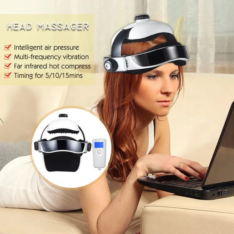 Taşınabilir Saç kask Otomatik hava basıncı baş masajı çift titreşimli beyin rahatlatıcı