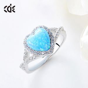 Custom Girl Fashion <strong>Opal</strong> 925 Sterling <strong>Silver</strong> Heart <strong>Ring</strong> - Product Image 1