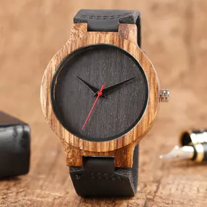 木手表男士自然木制竹石英手表真皮男士手表