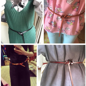 Personnalisé <span class=keywords><strong>Sans</strong></span> Boucle Noeud papillon Marron Femme <span class=keywords><strong>Ceintures</strong></span> Maigres pour Vêtement - Product Image 2